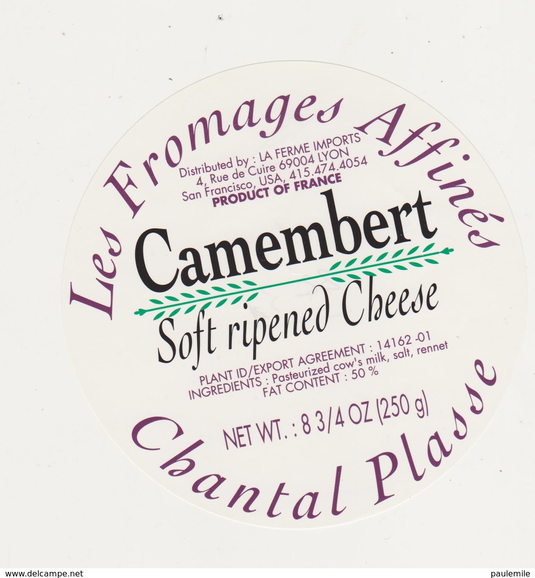 ETIQUETTE DE  CAMEMBERT EXPORT FAB. PAR VALLEE 14 162 - Cheese