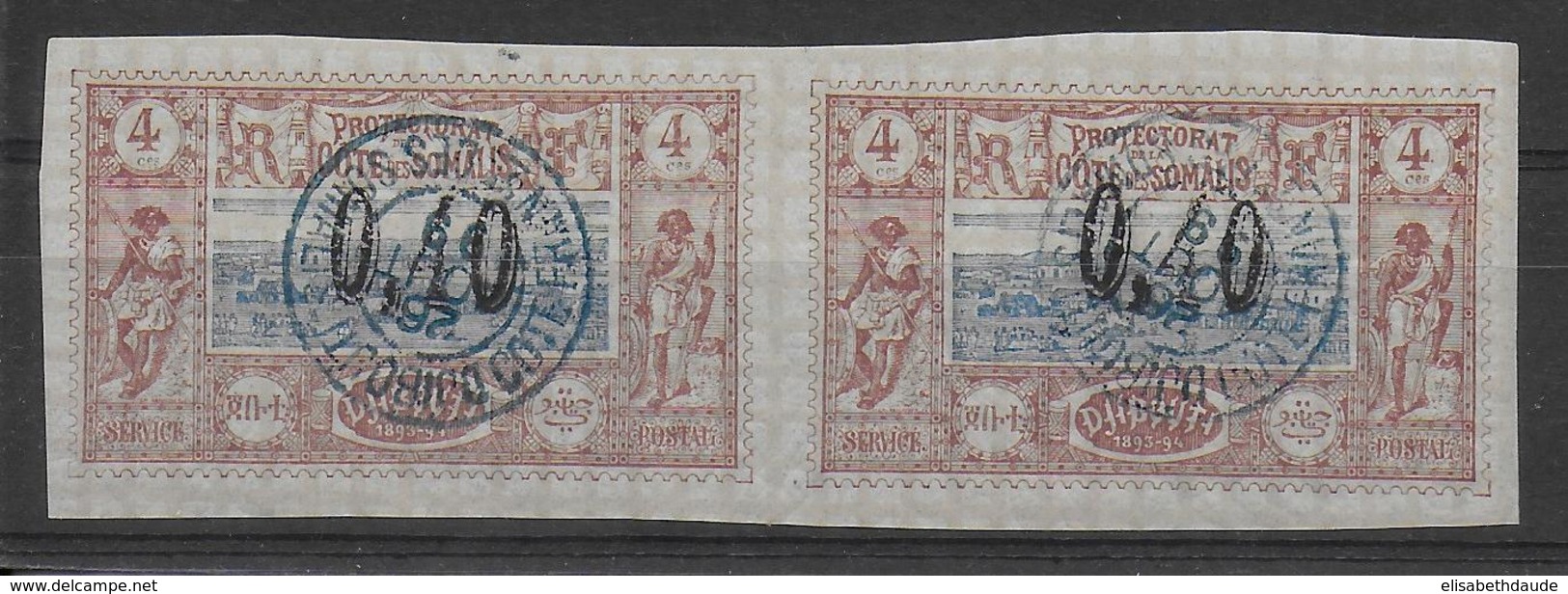 COTE DES SOMALIS - 1899 - YVERT N° 22 En PAIRE ! OBLITERE - COTE = 110+ EUR. - - Usados