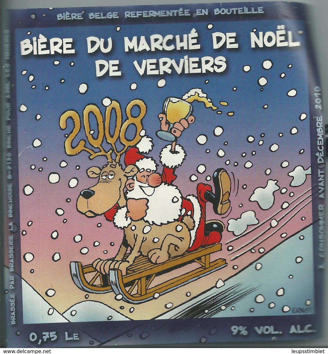 Etiquette Bière Marché De Noël Verviers Brasserie Val Dieu Aubel BD Ernst - Bière