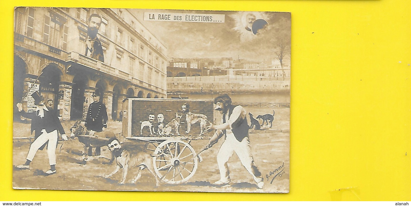 Carte Photo Montage "La Rage Des Elections" (Ouvrard 1910) As De Trèfle - Political Parties & Elections