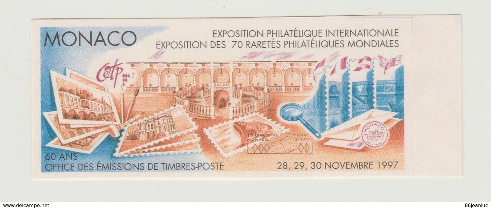 MONACO -- Vignette Sur L'exposition Philatélique Internationale Du 28, 29, 30 Novembre 1997 - Neufs