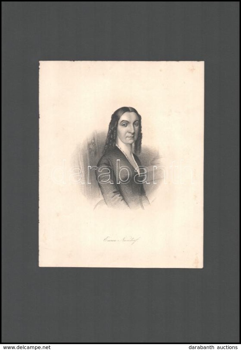 Emma Niendorf (1807-1876) Német írónő Rézmetszetű Mellképe / German Writer Engraving.20x17 Cm - Stiche & Gravuren