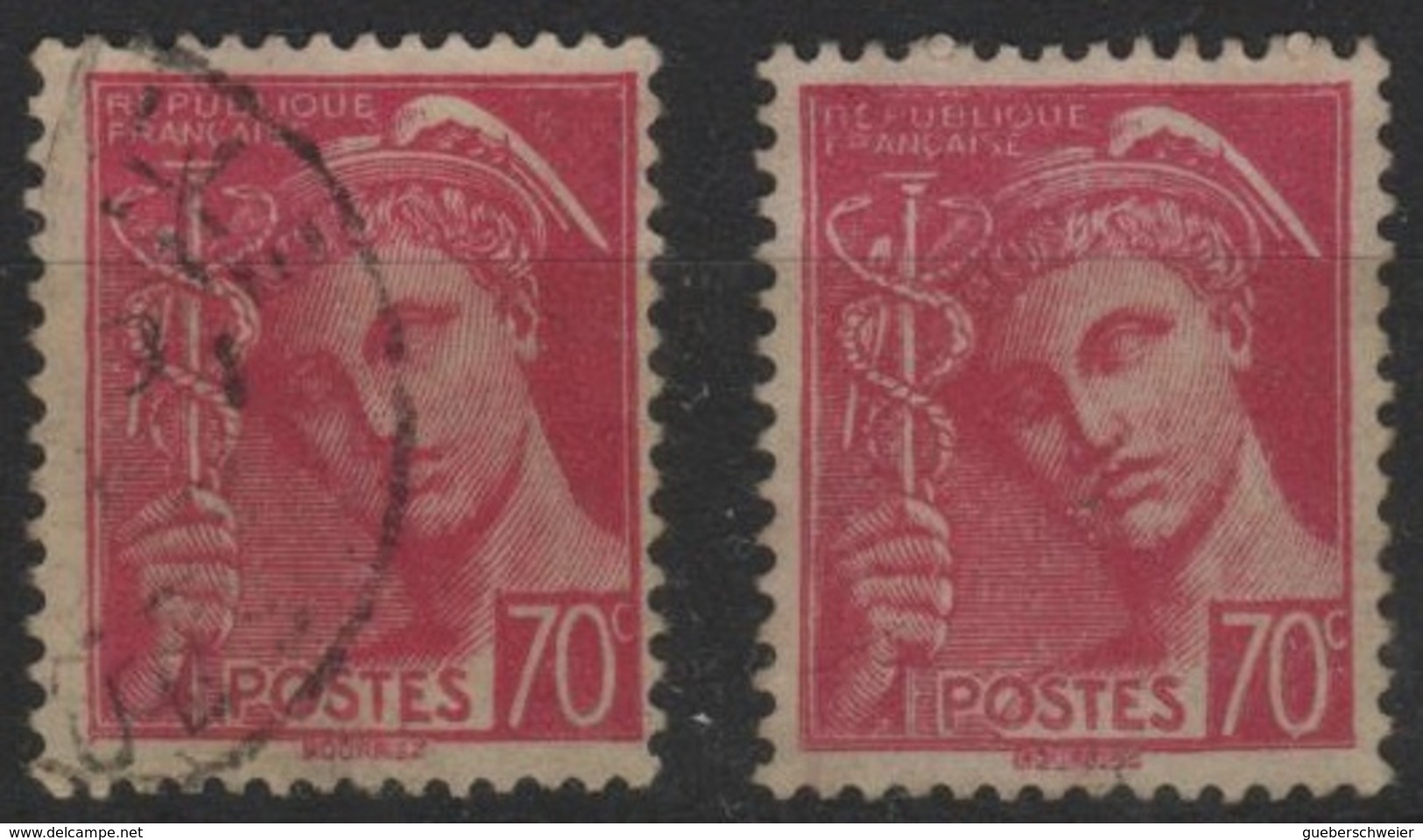 FR 1198 - FRANCE N° 416 + 416a Types 1 Et 2 Obl. - 1938-42 Mercurio
