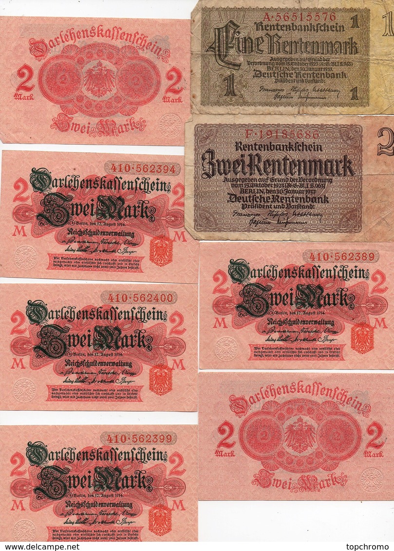 Allemagne Billet De Banque Allemand 34 Billets 1mark (2) 2 (14) 5 (2) 10 (1) 20 (10) 100 (5) - Collections