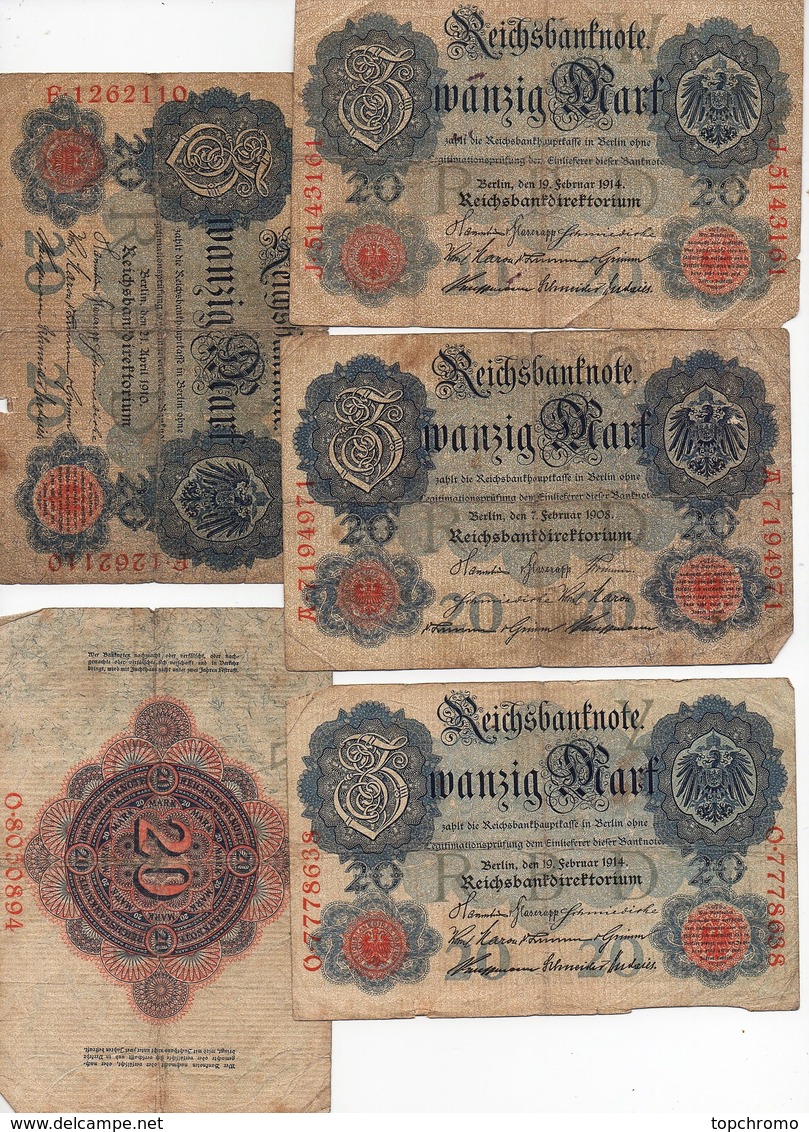 Allemagne Billet De Banque Allemand 34 Billets 1mark (2) 2 (14) 5 (2) 10 (1) 20 (10) 100 (5) - Collections