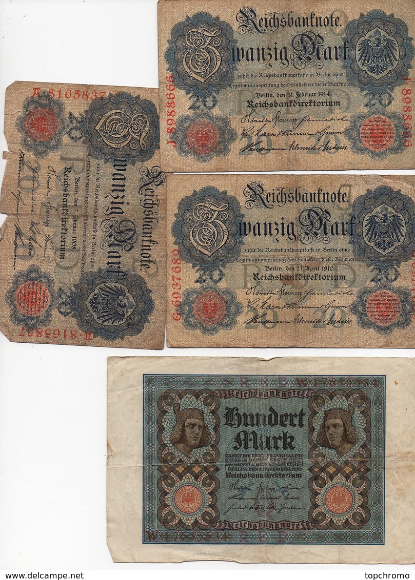 Allemagne Billet De Banque Allemand 34 Billets 1mark (2) 2 (14) 5 (2) 10 (1) 20 (10) 100 (5) - Collections