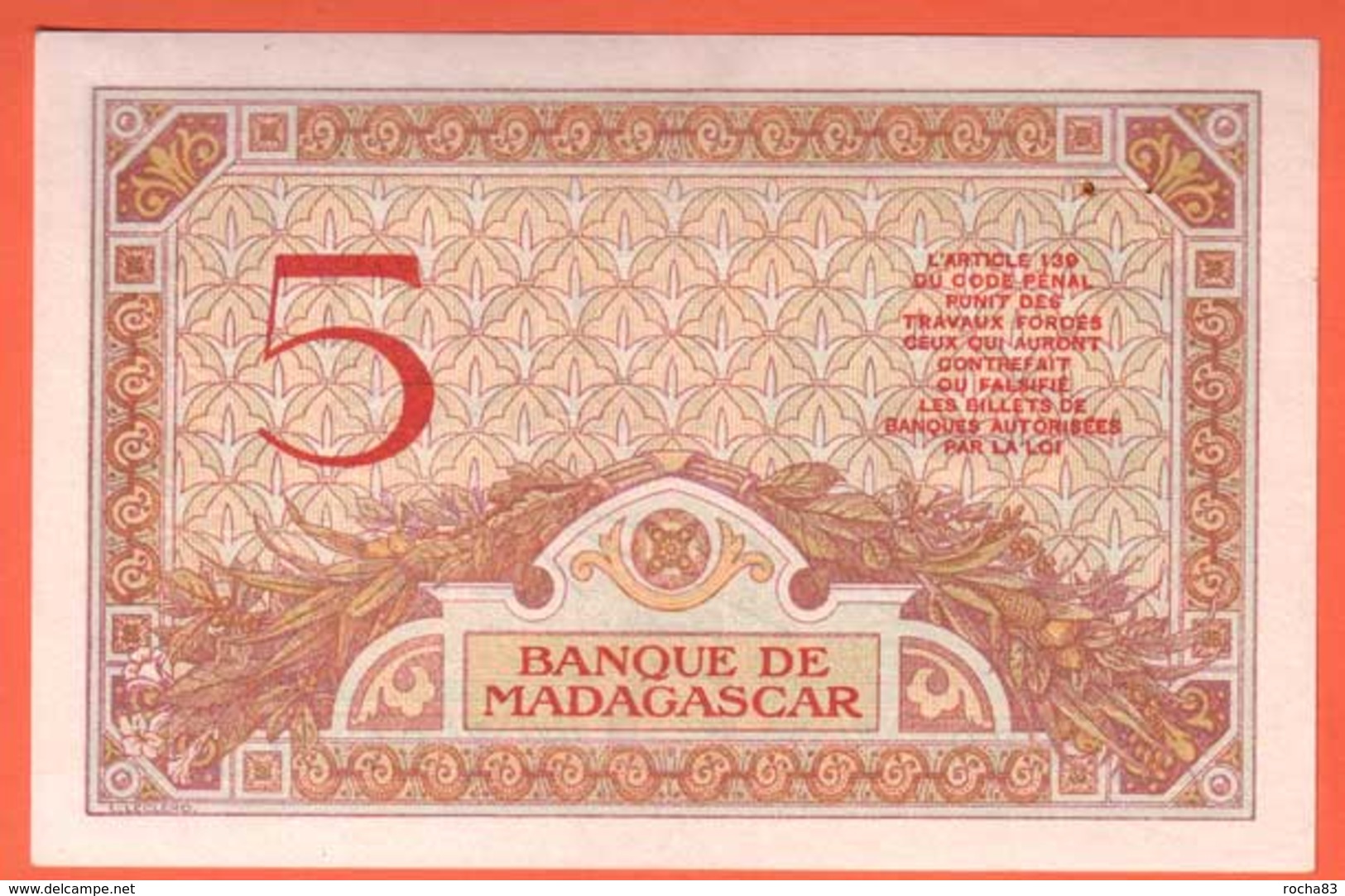 MADAGASCAR - 5 Francs - 1937 Pick 35 - Madagascar