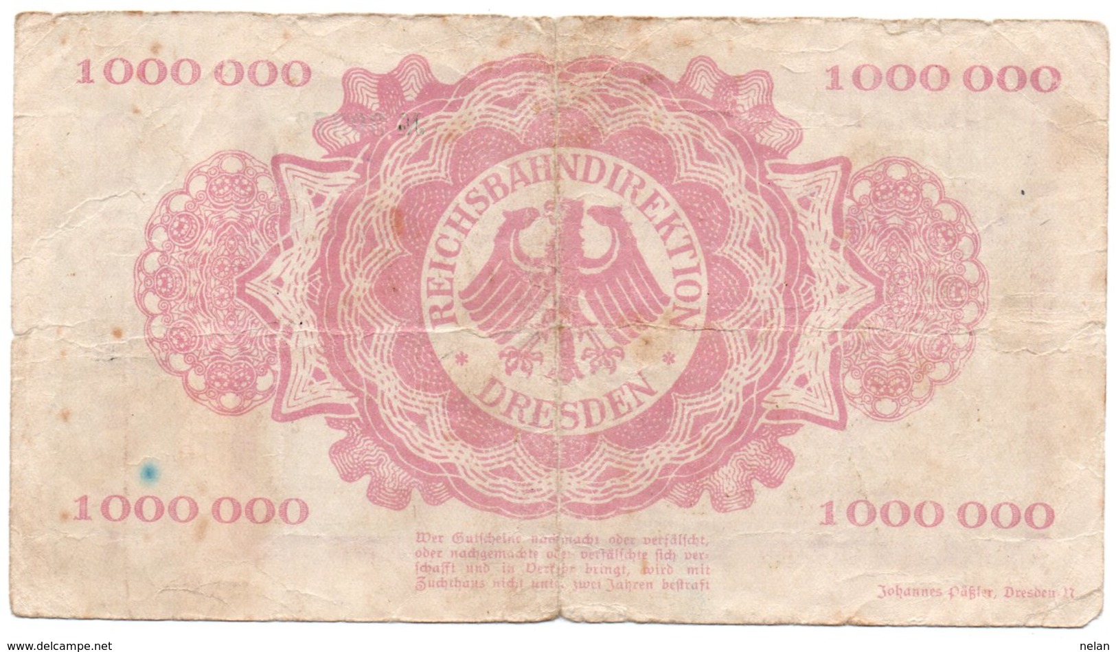 GERMANY 1 MILLION MARK 1923 -CIRCOLATED - Zwischenscheine - Schatzanweisungen