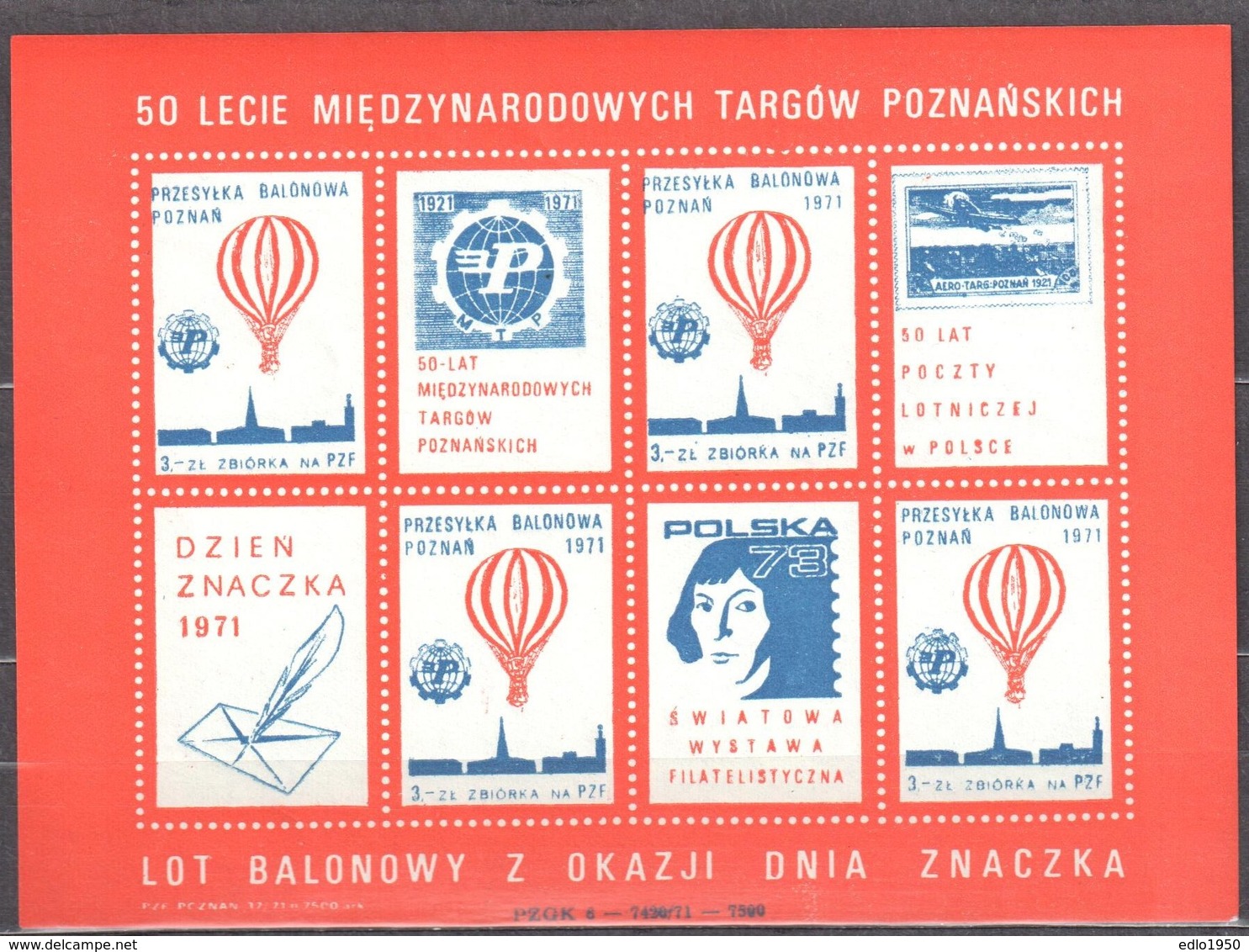 Poland 1971 - Balloon Label - Sheet MNH(**) - Ohne Zuordnung