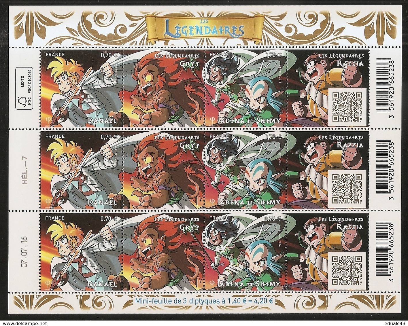 2016 - Bloc Feuillet F 5081/5082  LES LEGENDAIRES AVEC Code Barre NEUF** LUXE MNH - Neufs