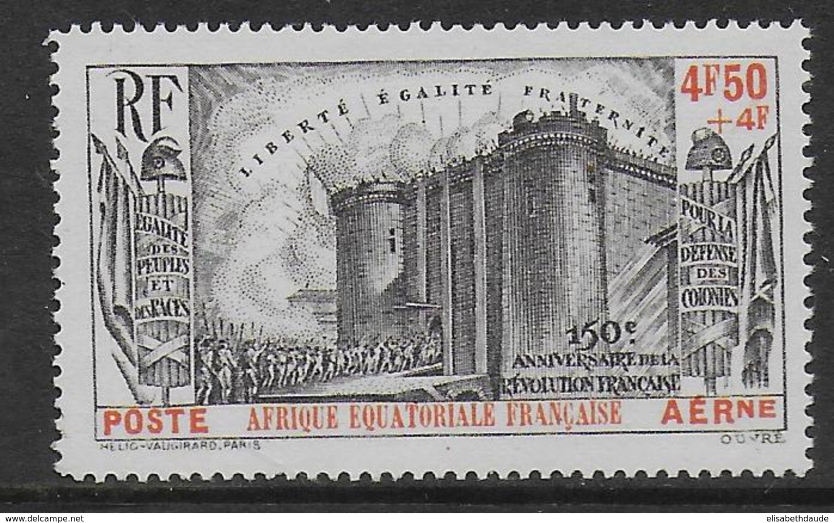 AEF - POSTE AERIENNE - YVERT N° 9 * MLH - COTE =  50 EUR. - REVOLUTION - 1939 150e Anniversaire De La Révolution Française