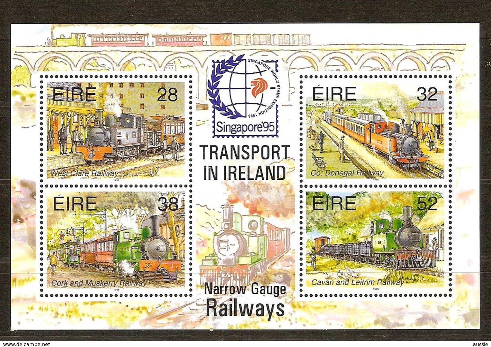 Ierland Irlande Ireland 1995 Yvertnr. Bloc 20 *** MNH Cote 9.00 Euro Chemin De Fer Trains Treinen Singapore '95 - Hojas Y Bloques