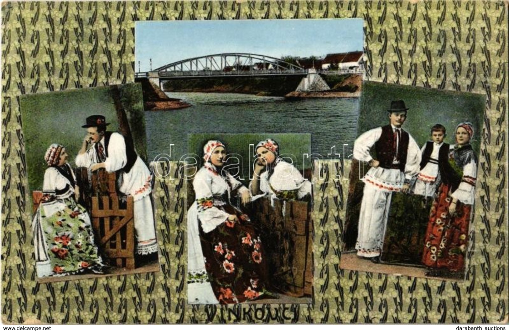 T2 1914 Vinkovce, Vinkovci; Híd, Szlavón Népviselet, Folklór. J. Reich Kiadása / Bridge, Slavonian Folklore, Traditional - Ohne Zuordnung