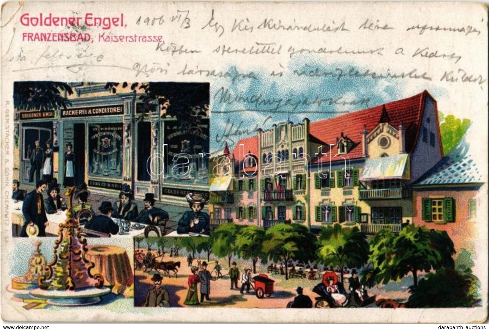 T2/T3 1906 Frantiskovy Lazne, Franzensbad; Goldener Engel Bäckerei Und Conditorei, Kaiserstrasse / Backery And Confectio - Ohne Zuordnung