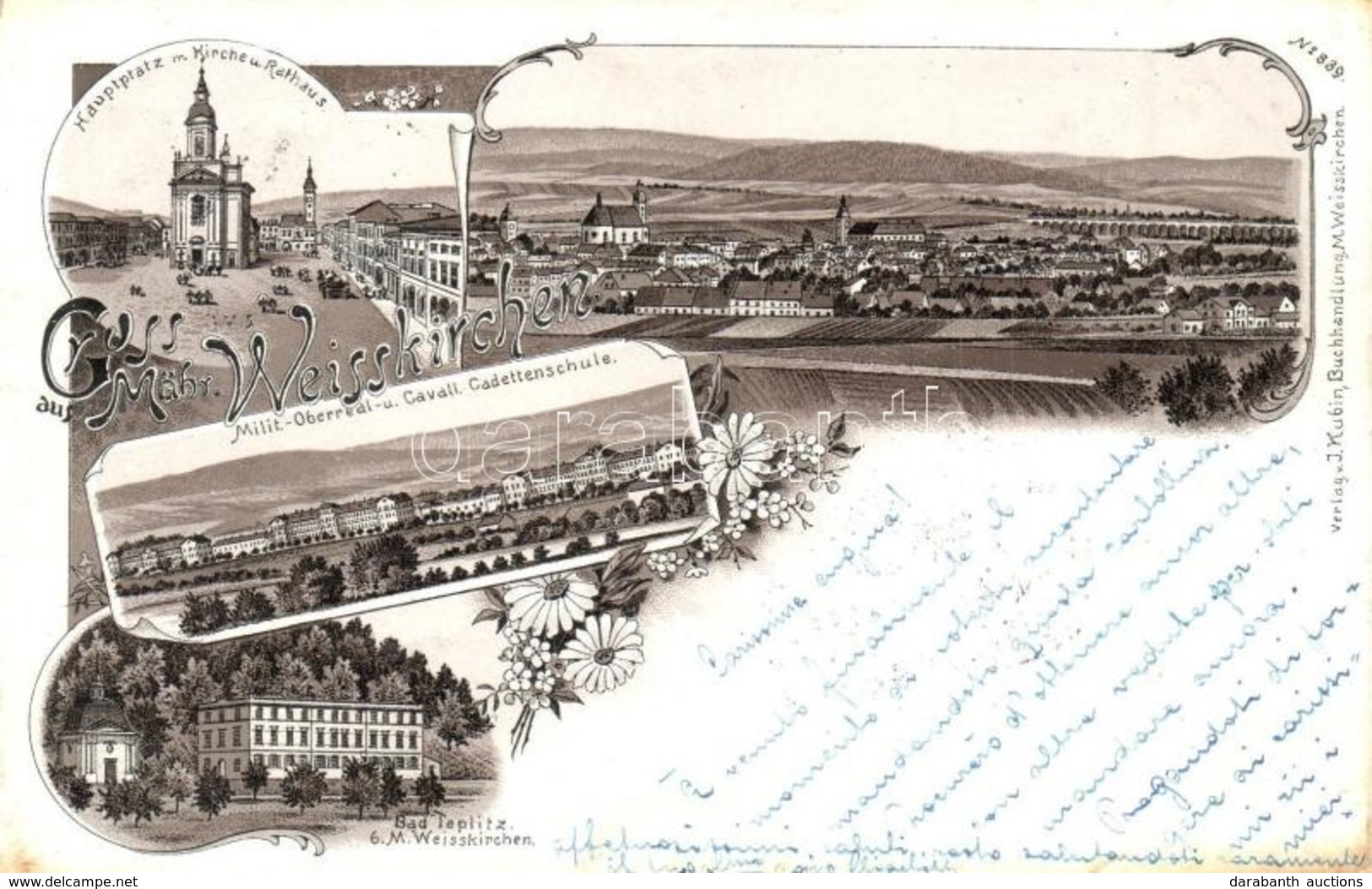 T2 1897 (Vorläufer!) Hranice, Mährisch Weisskirchen; Hauptplatz M. Kirche Und Rathaus, Milit.-Oberreal- Und Cavall.-Cade - Ohne Zuordnung