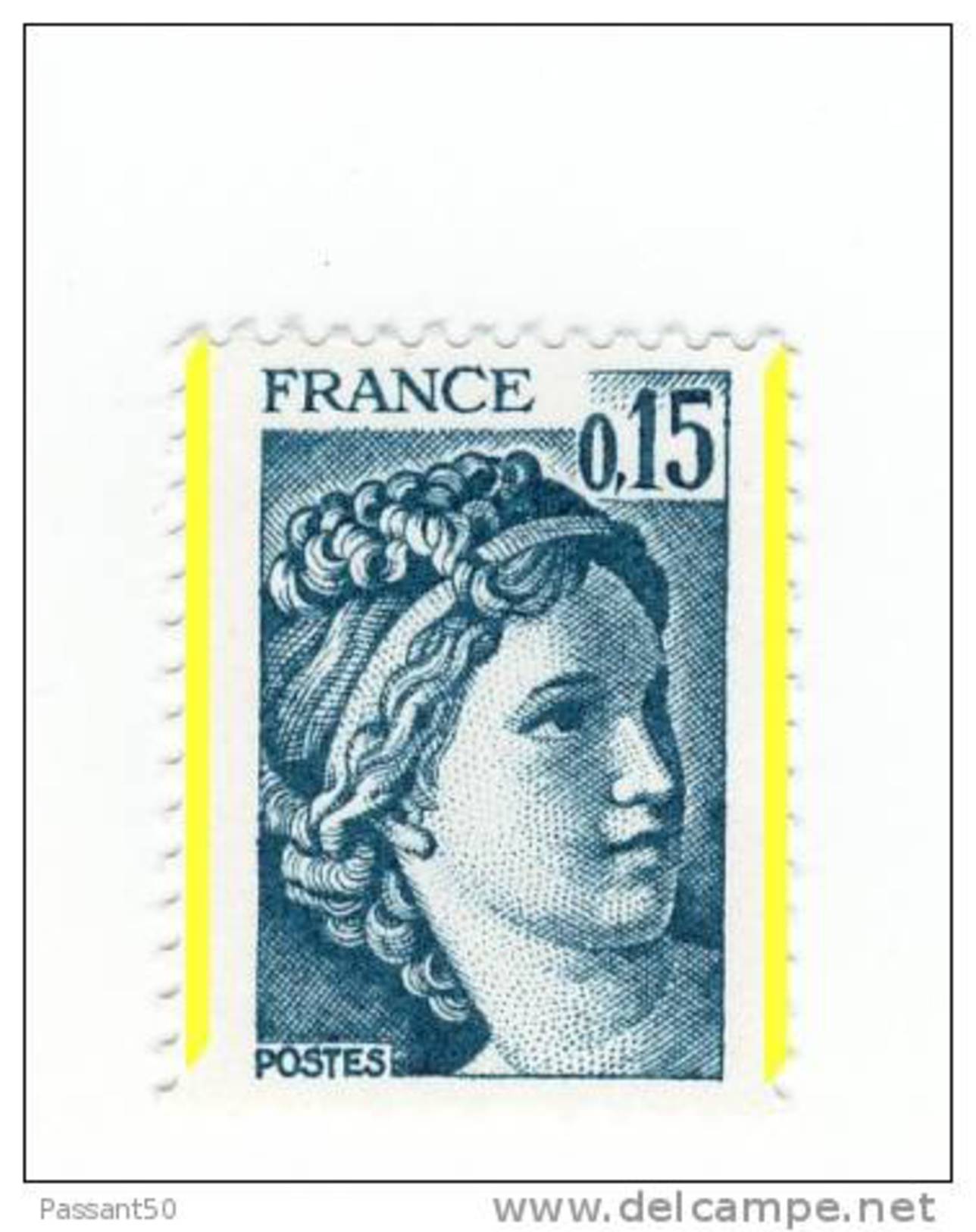 Sabine 0.15fr Bleu Vert YT 1966 Avec Deux Bandes De Phosphore (Demi Bandes) . Voir Scan . Maury N° 1966a :  25 € . - Neufs