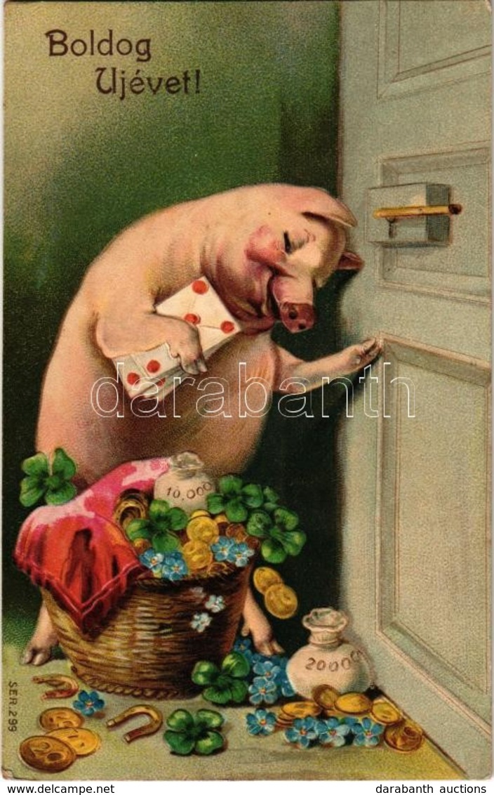 T2 Boldog Újévet! / New Year Greeting, Pig. S.B. Ser. 299. Emb. Litho - Ohne Zuordnung