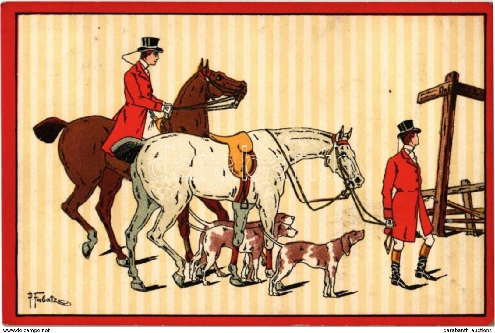 * T2 Hunters On Horses And Hunting Dogs. R.M. 713. Litho S: P. Fabatz + "1940 Marosvásárhely, Sepsiszentgyörgy, Csíkszer - Ohne Zuordnung