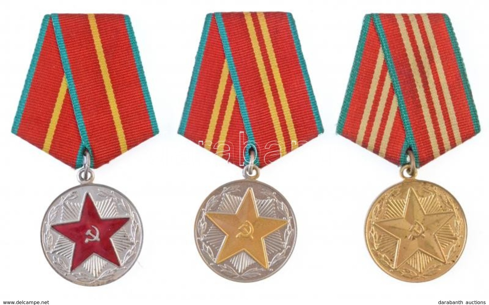 Szovjetunió 1958-1991. "Kitűnő Szolgálatért I. II. és III. Osztály" Fém Kitüntetés Mellszalaggal (3xklf) T:1- Soviet Uni - Ohne Zuordnung
