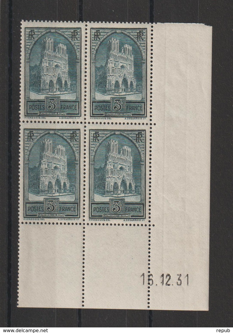 France 1929-31 Coin Daté Cathédrale De Reims 259 IV ** MNH - 1930-1939