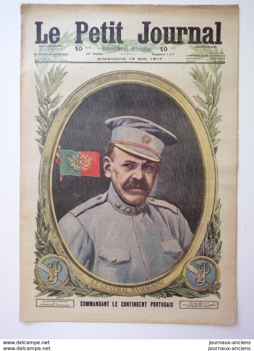 1917 - WW1 - LE FRONT DE L'YSER - LE GÉNÉRAL PORTUGAIS TAMAGNINI - PETIT JOURNAL - 1914-18