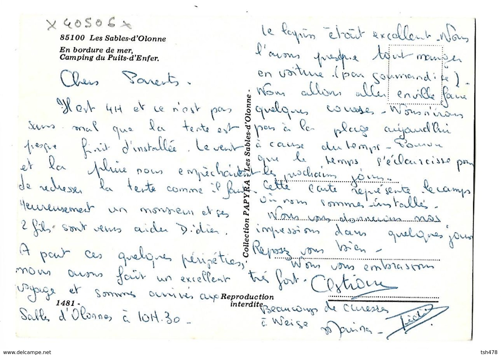 85-----LES SABLES D'OLONNE---en Bordure De Mer---camping Du Puits-d'enfer-( Voitures Simca + 4L + Autres )--voir 2 Scans - Sables D'Olonne