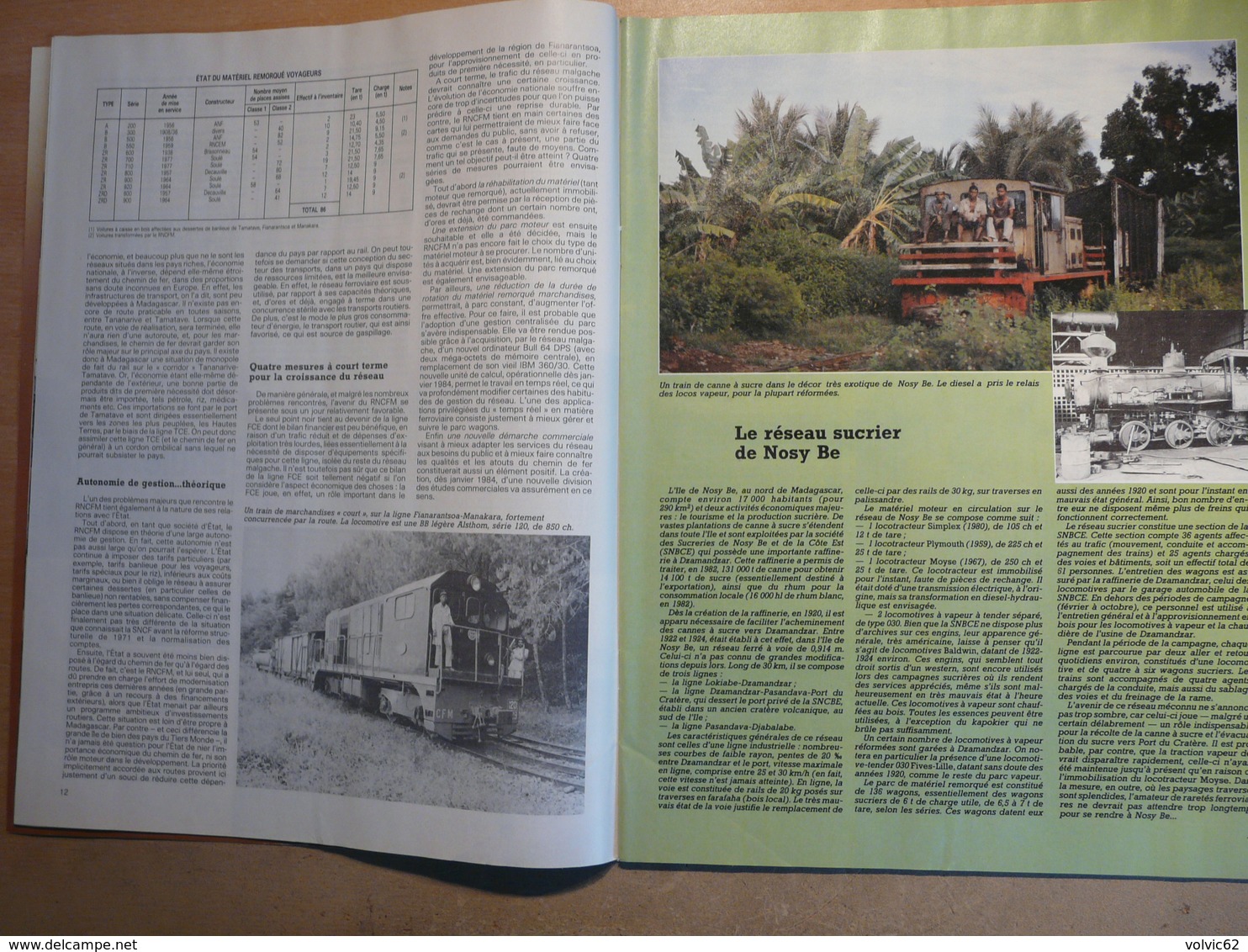 Vie du Rail 1932 1984 Madagascar tananarive anjeva nosy be betsileo betafo andilana aniverano fanovana