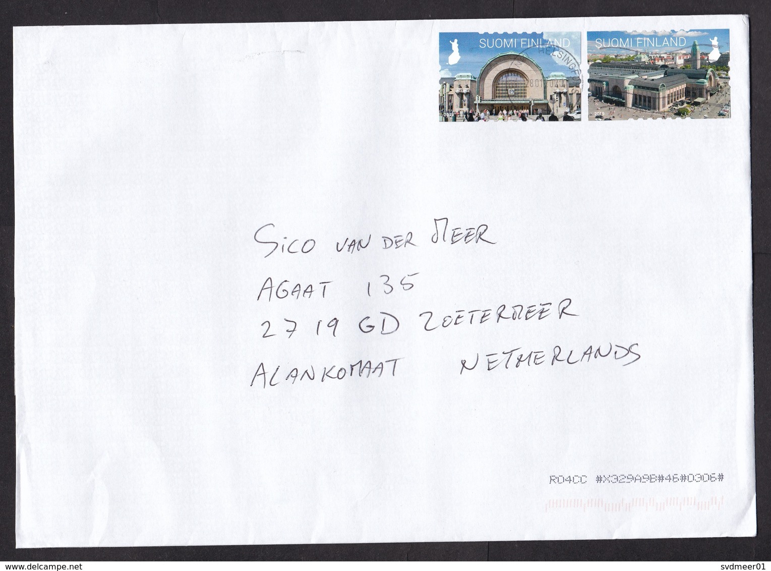 Finland: Cover To Netherlands, 2020, 2 Stamps, Train Station, Railways, Architecture, Transport (traces Of Use) - Storia Postale