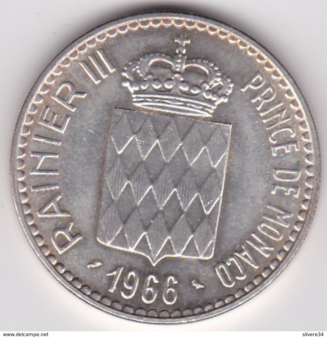 Monaco .10 Francs 1966. CHARLES III 1856-1889, En Argent - 1960-2001 Nouveaux Francs