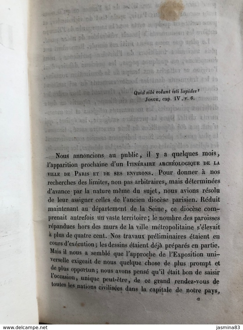 Itinéraire Archéologique De Paris (livre De 1855 De 392 Pages De 11,5cm Sur 18,5 Cm) - Arqueología