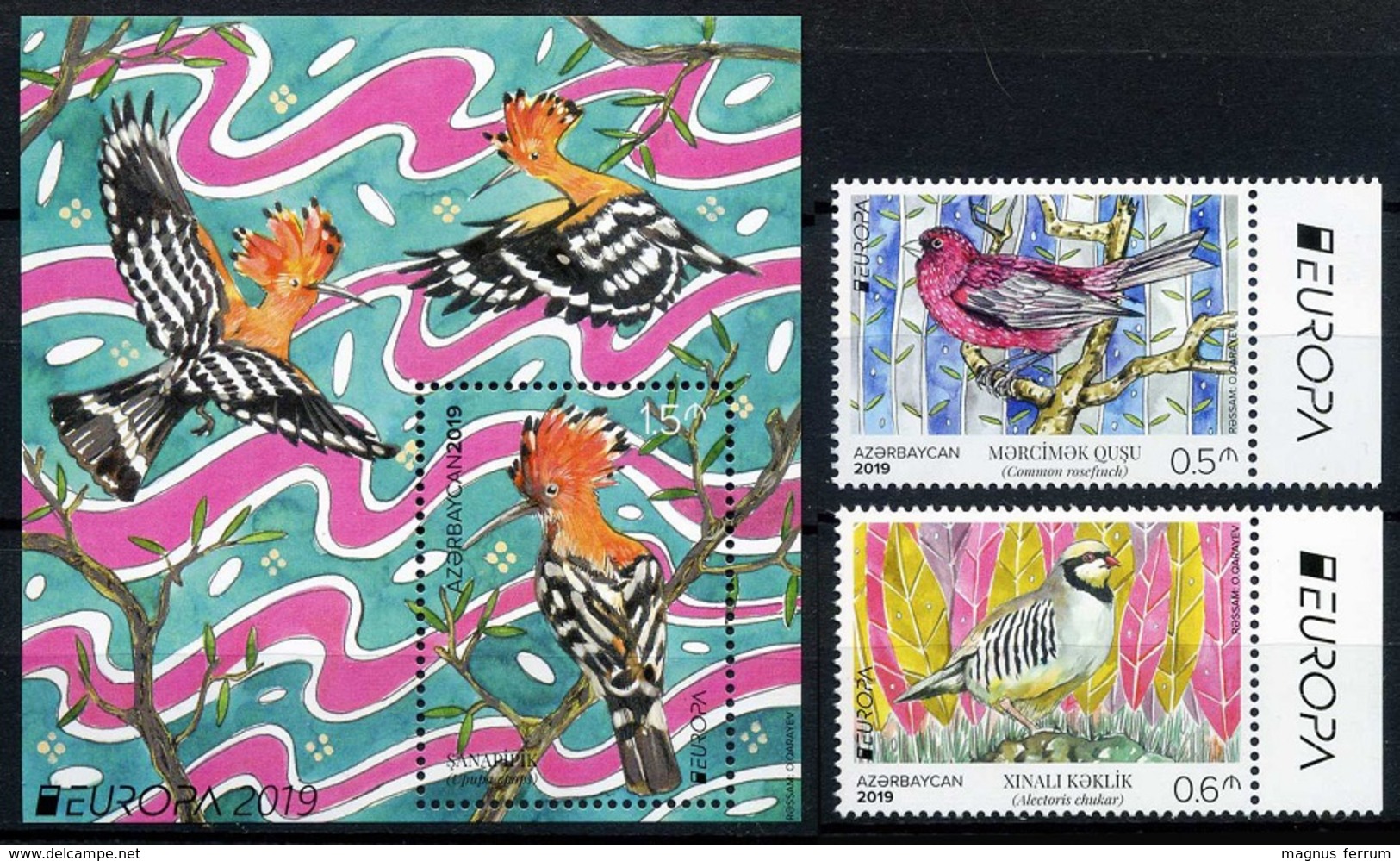 2019 Azerbaijan, Europa, CEPT, National Birds, S/sheet + 2 Stamps, MNH - 2019