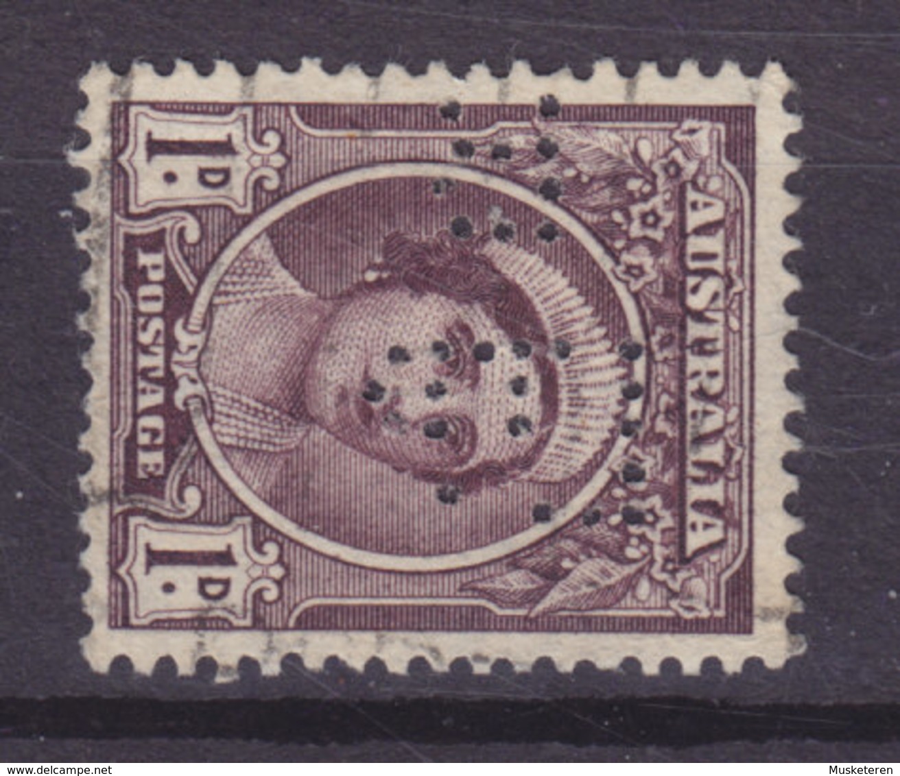 Australia Perfin Perforé Lochung 'B Ltd.' 1943, Mi. 163, 1p. Queen Elizabeth (2 Scans) - Perforiert/Gezähnt
