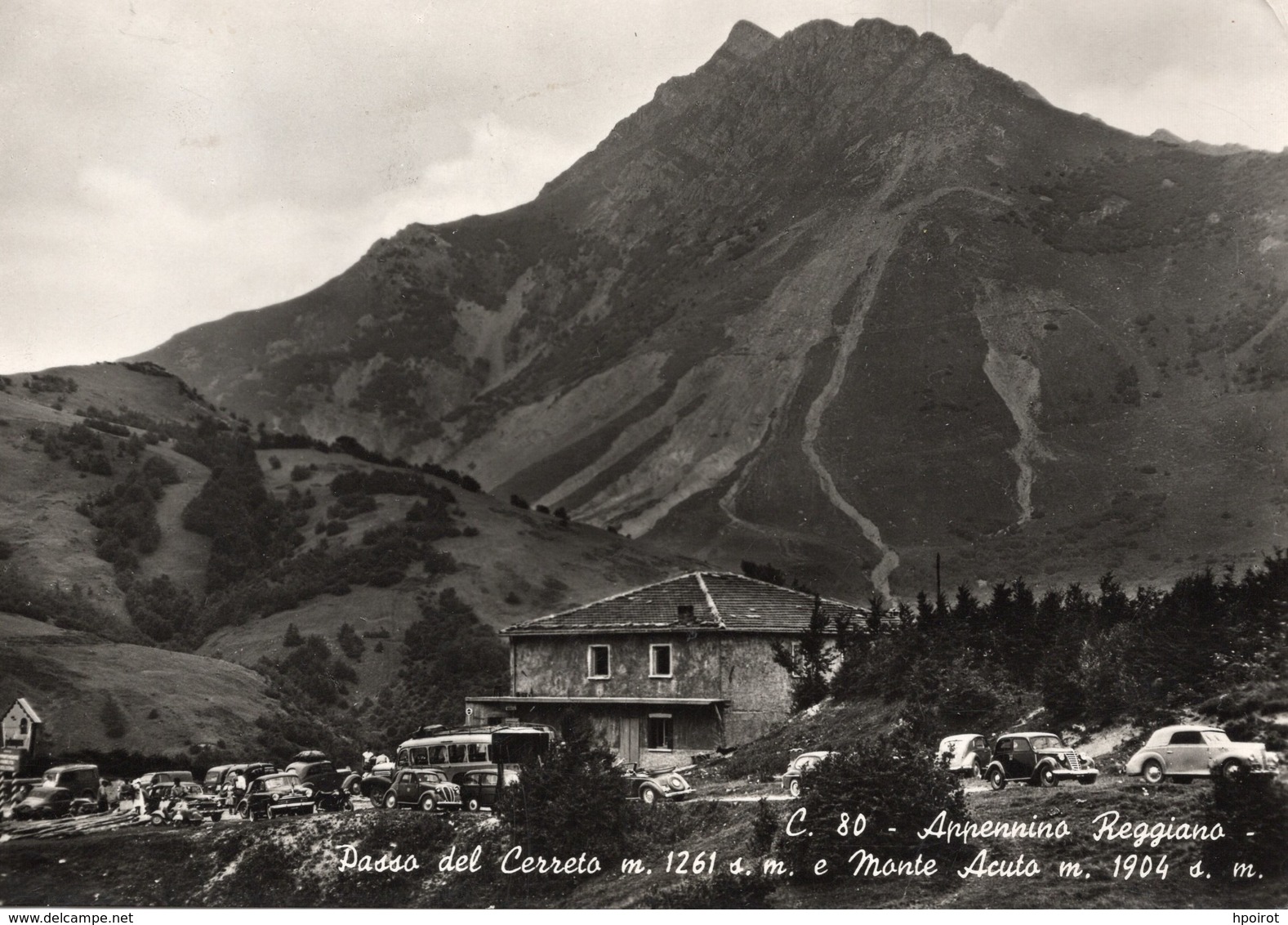 APPENNINO REGGIANO - PASSO DEL CERRETO Con Auto D'epoca - Formato GRANDE - VIAGGIATA 1954 - (rif. Q52) - Reggio Nell'Emilia