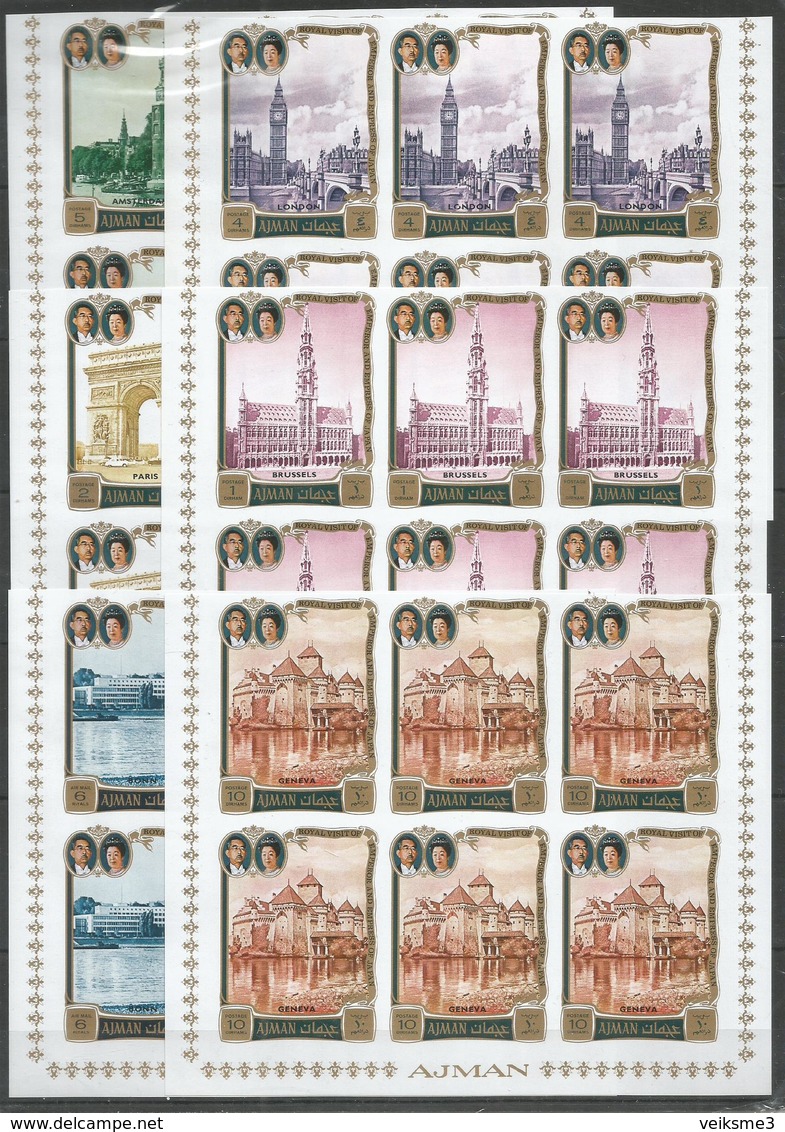 6x AJMAN - MNH - Famous People - Royal Visit - Imperf. - Otros & Sin Clasificación