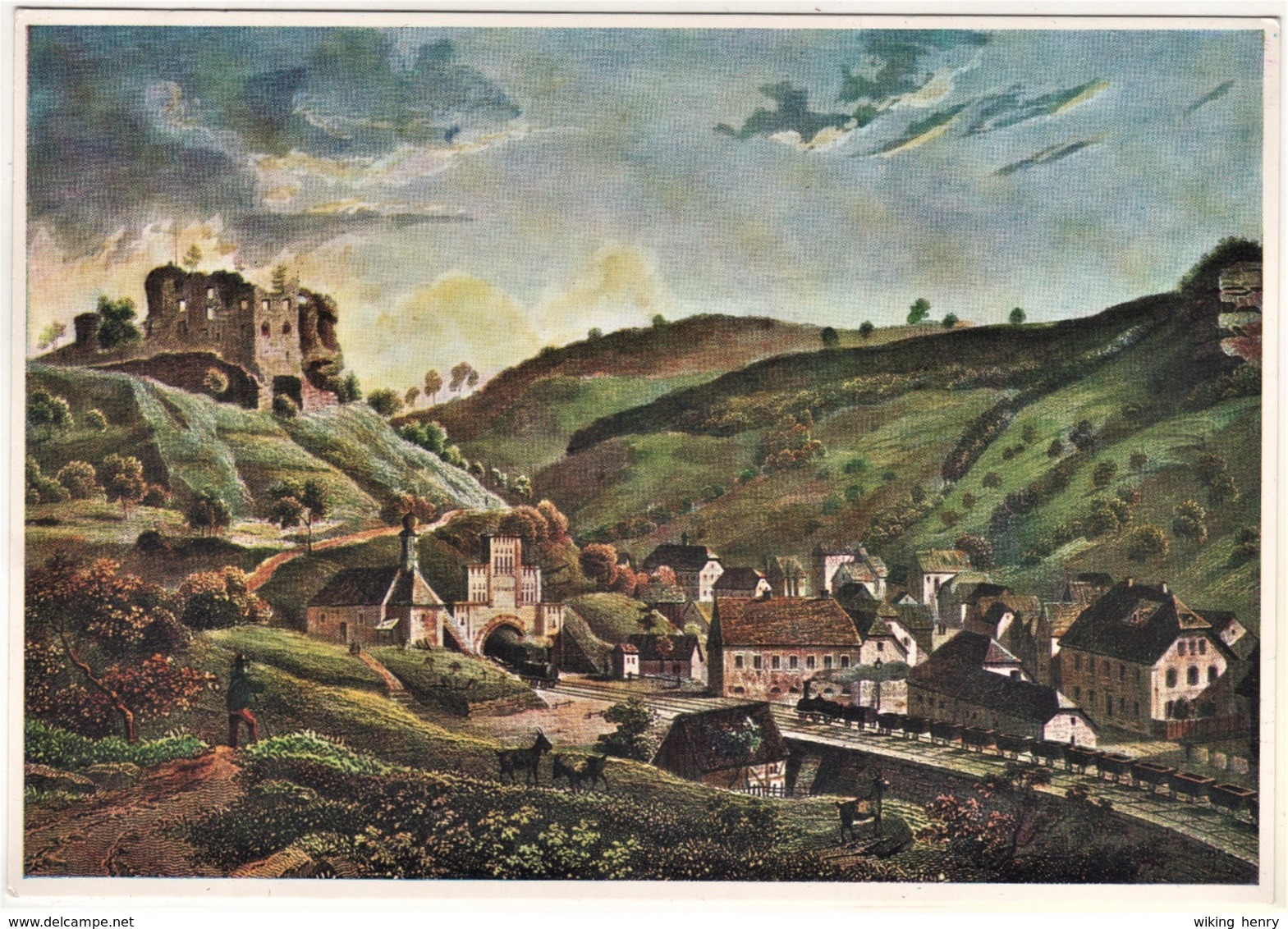 Enkenbach Alsenborn Frankenstein - Festpostkarte Eröffn. Zugbetrieb Ludwigshafen Neustadt A.d. Weinstraße Kaiserslautern - Enkenbach-Alsenborn