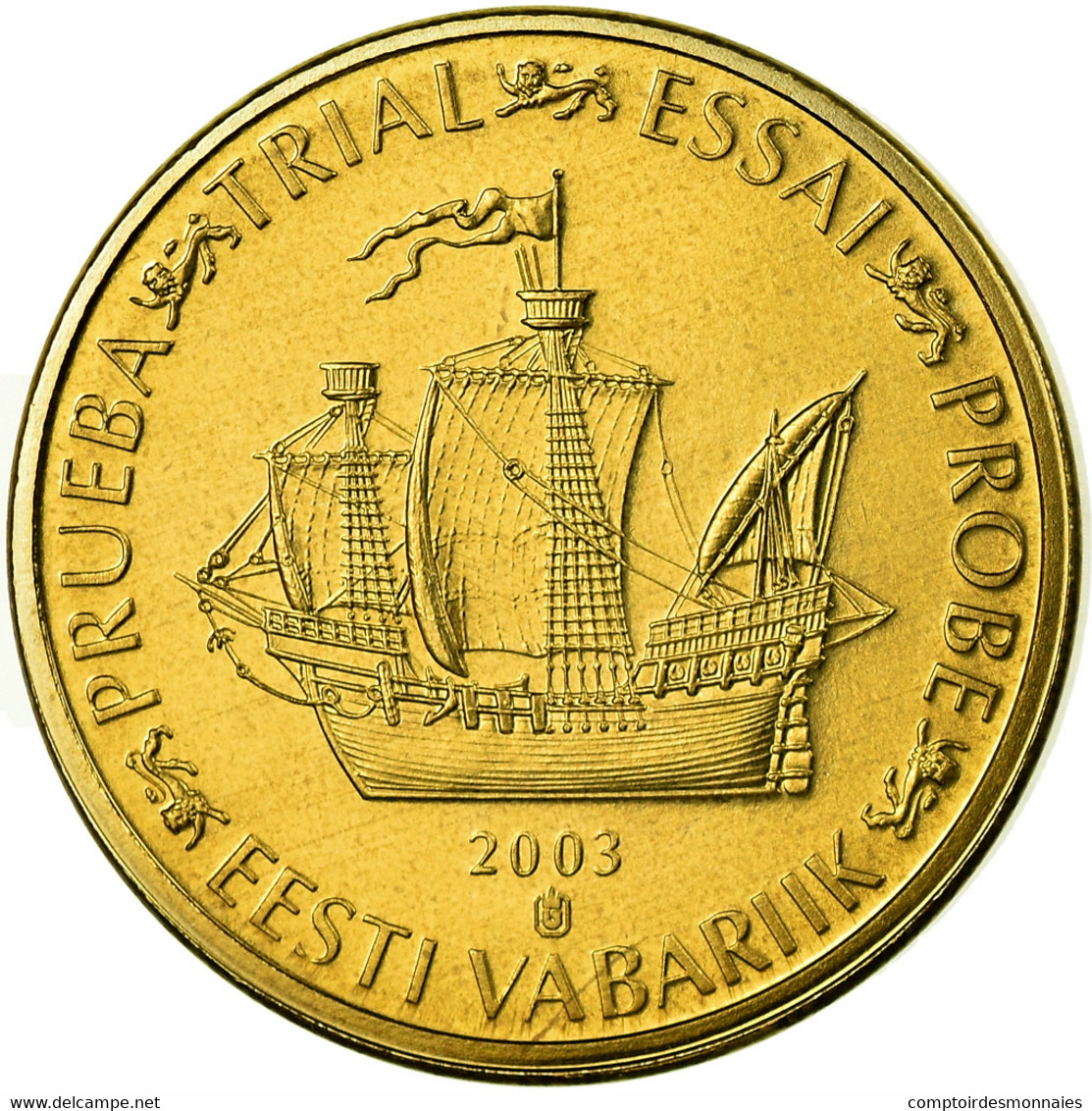 Estonia, 10 Euro Cent, 2003, Unofficial Private Coin, FDC, Laiton - Privéproeven