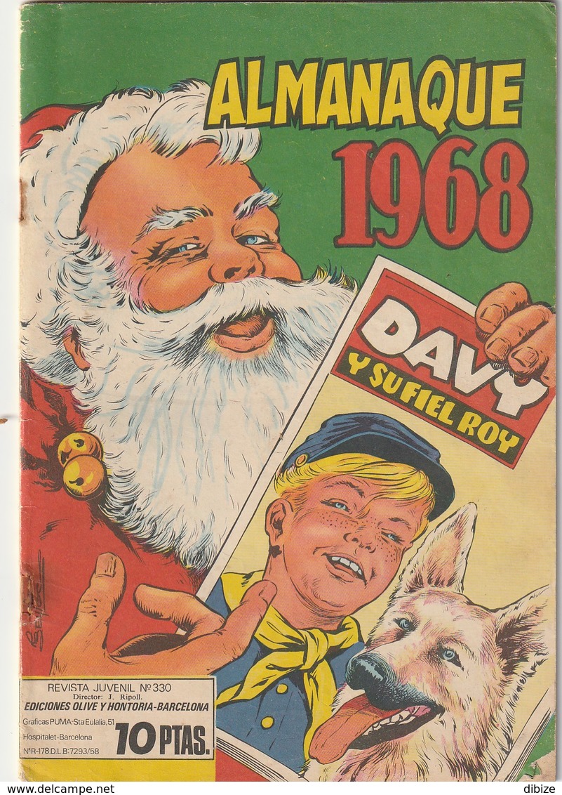 España. Revista Juvenil De Comicos. Davy Y Su Fiel Roy.  Almanaque 1968. Completa. - Otros & Sin Clasificación