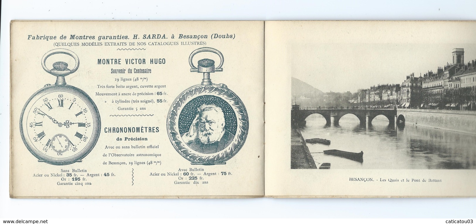 BESANÇON - Souvenir Du Centenaire VICTOR HUGO 1902 - Extraits Des Catalogues Montres SARDA - - Historical Documents