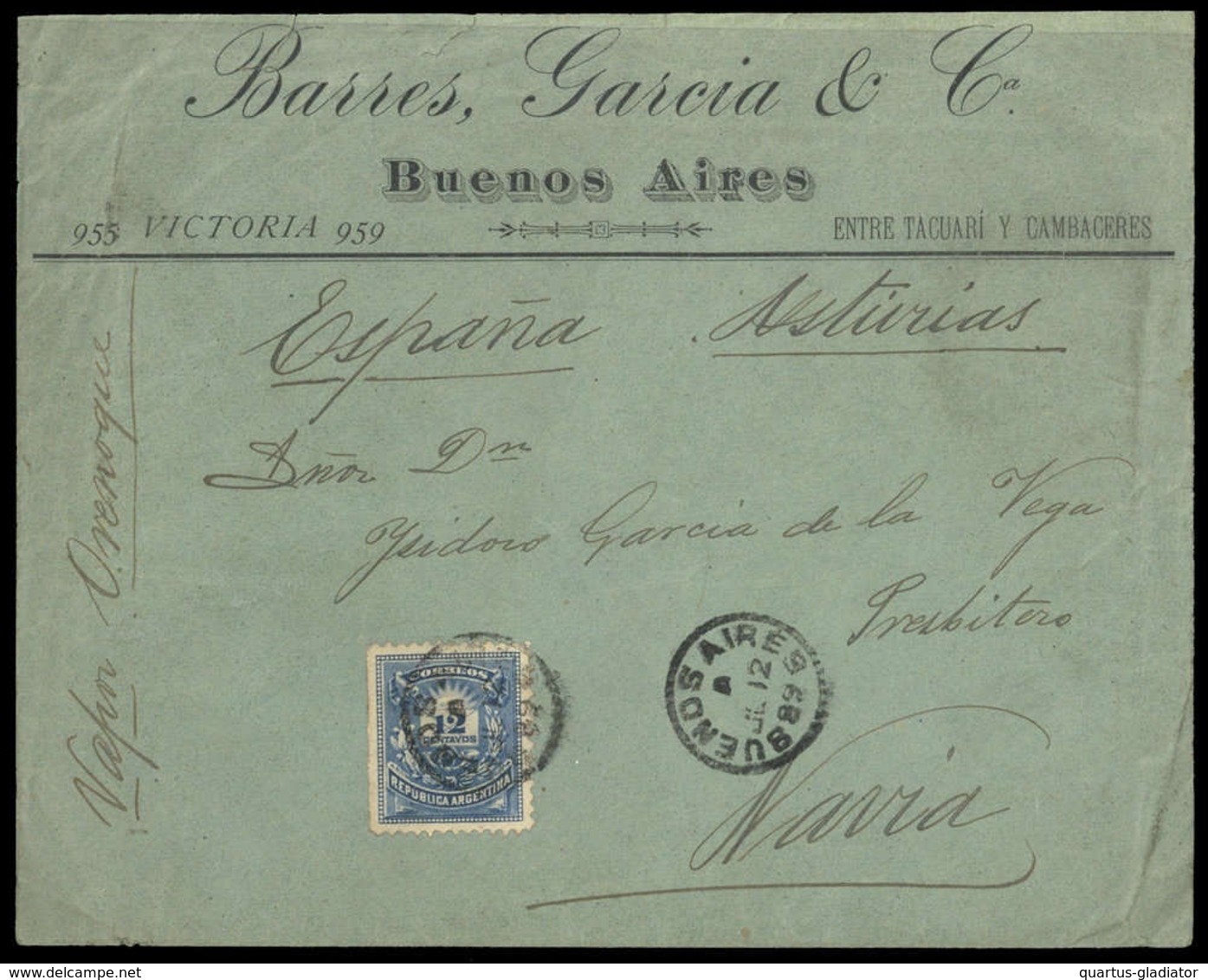 1885, Argentinien, 49 A, Brief - Autres & Non Classés