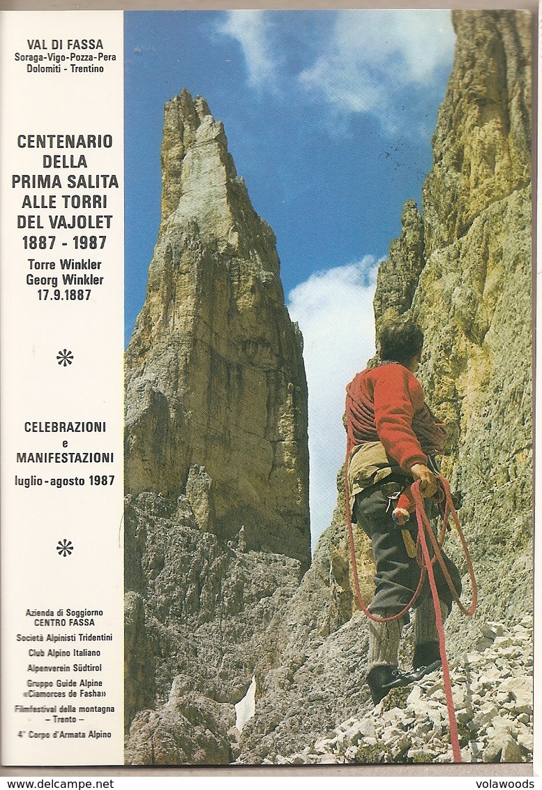 Pozza Di Fassa (TN) - Cartolina Con Annullo Speciale Centenario Della Prima Salita Alle Torri Del Vajolet - 1987 - Climbing