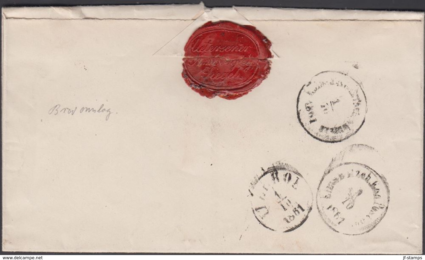 1861. UETERSEN 30 9 1861 To Breitenburg Pf. Itzehoe Postage Marking 6 In Redbrown. Se... () - JF321206 - Schleswig-Holstein