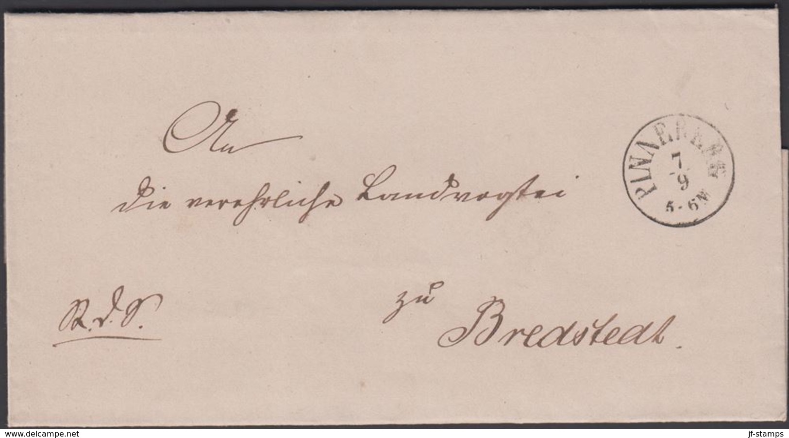 185?. PINNEBERG 7 9 To Bredstedt. Seal PINNEBERG LANDDROSTEI.  () - JF321214 - Schleswig-Holstein