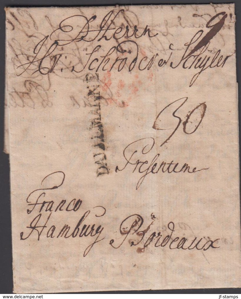 1749. DALLEMAGNE To Bordeaux Via Hamburg From Copenhagen.  Postage Marking 30. () - JF321223 - ...-1851 Préphilatélie