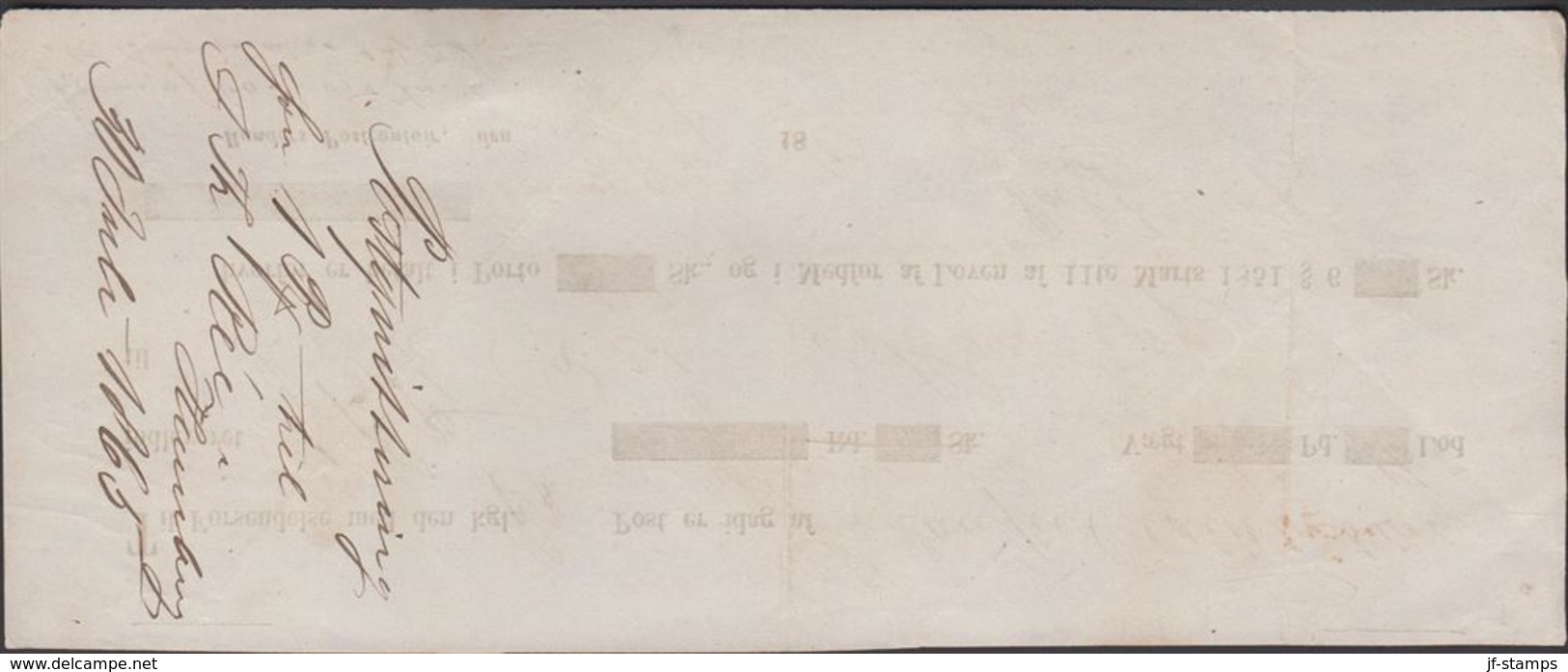 1865. Randers Postkontoir 30/4 1865 To Hamburg. Receipt 1 Ks. Vægt 4 Pd. 16 Lod. Port... () - JF321231 - ...-1851 Prefilatelia