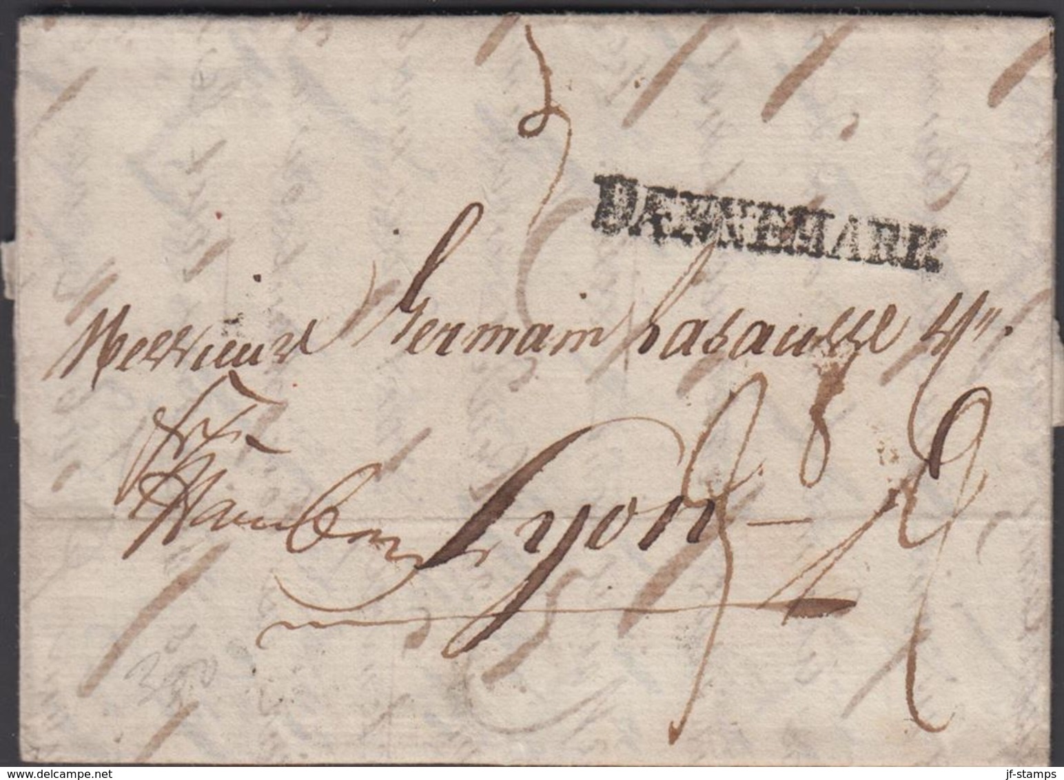 1800. DÆNNEMARK To Lyon Via Hamburg From Flensburg.  Postage Markings. Franco Hamburg... () - JF321236 - ...-1851 Prephilately