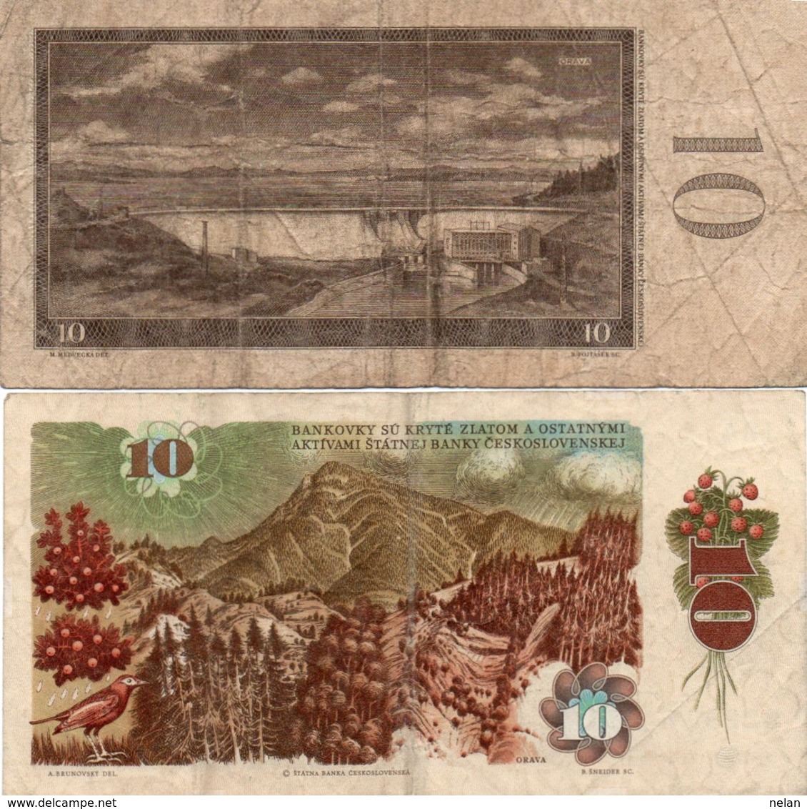 CECOSLOVACCHIA 10 KORUN 1960,1986 P-88,94 CIRCOLATE - Cecoslovacchia