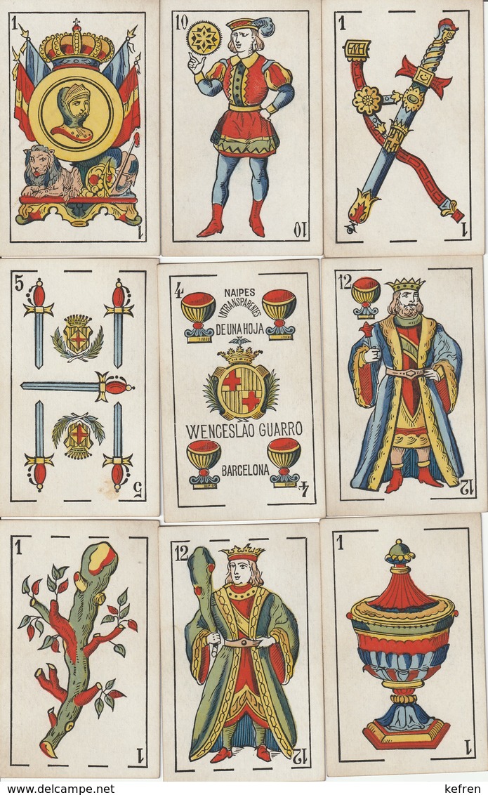 BARAJA ESPAÑOLA, PLAYING CARDS DECK, DE WENCESLAO GUARRO DEL AÑO 1895 - Playing Cards (classic)