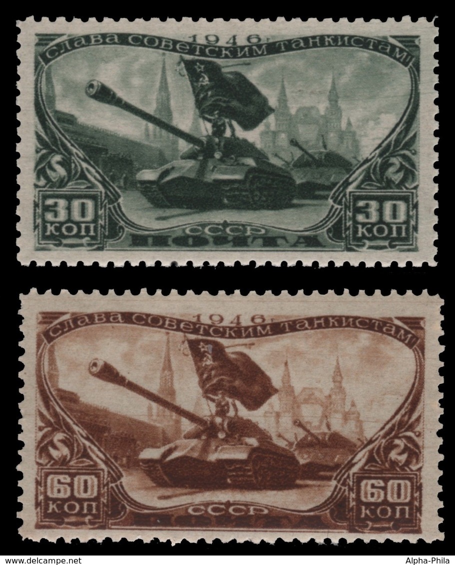 Russia / Sowjetunion 1946 - Mi-Nr. 1064-1065 ** - MNH - Panzertruppen - Ungebraucht