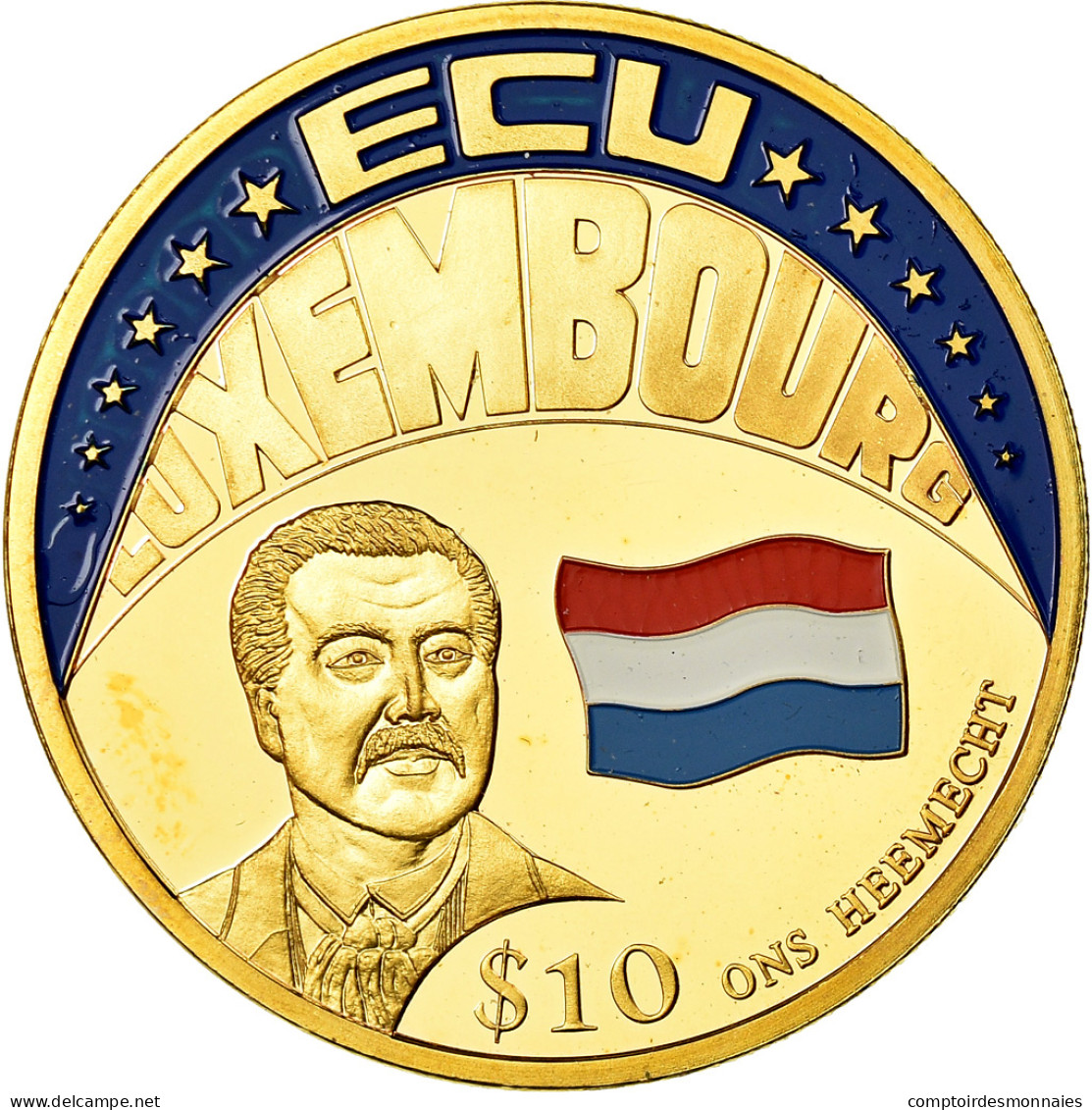 Monnaie, Liberia, Ecu Luxembourg, 10 Dollars, 2001, SPL, Cupro-nickel - Liberia