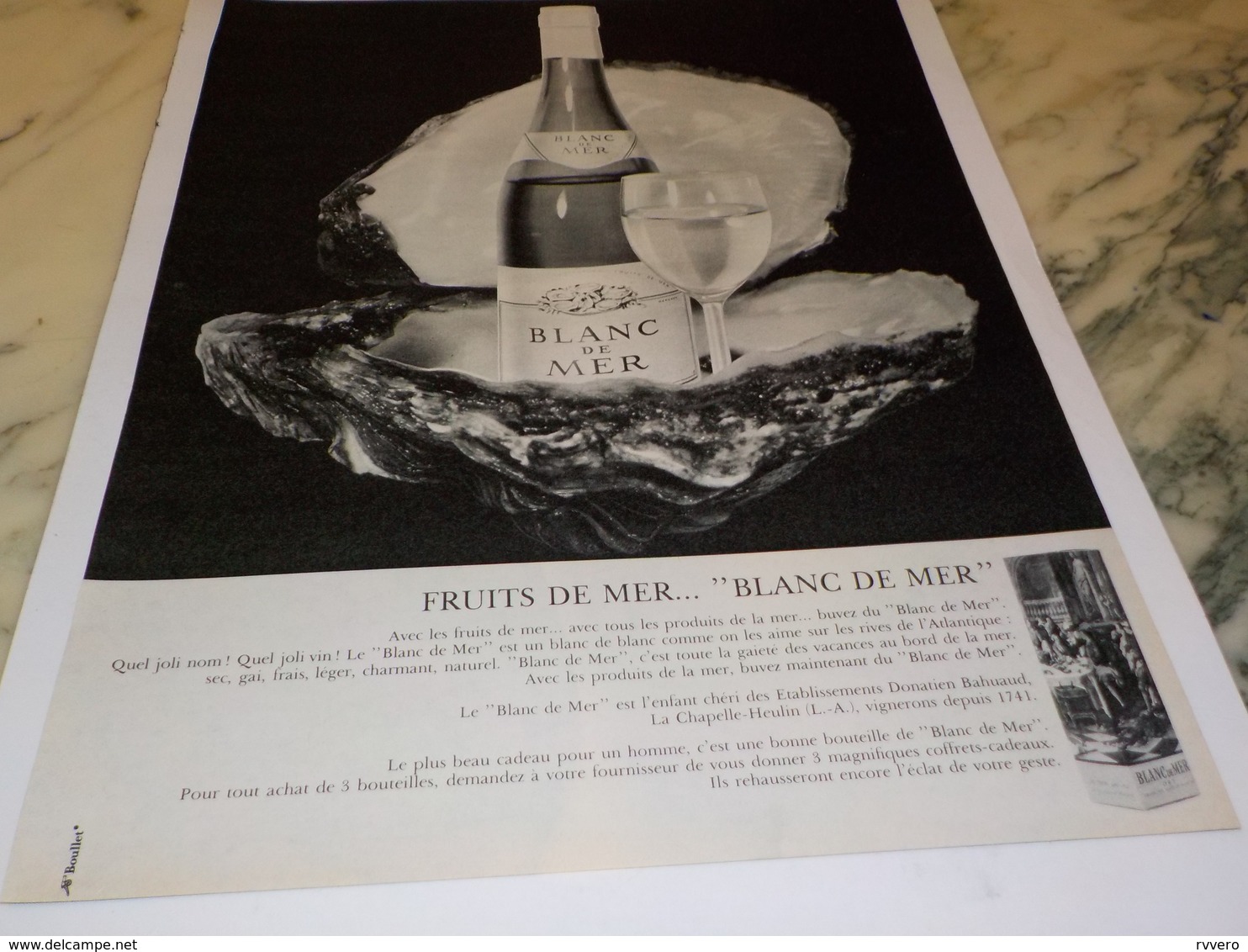 ANCIENNE  PUBLICITE FRUIT DE MER BLANC DE MER   1967 - Alcools